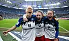 Sophie Hillebrand, Melanie Brunnthaler und Camilla Linberg bejubeln ein HSV-Tor