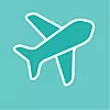 Ein schlichtes Flugzeugsymbol in Türkis vor einfarbig türkisfarbenem Hintergrund.