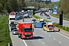 Der Transporter kippte auf der A7 um.