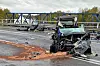 Die Unfallstelle auf der B4 in Braunschweig auf einer Brücke über den Mittellandkanal.