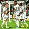 Joshua Kimmich, Ryan Gravenberch und Mathys Tel jubeln