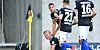 Pohjanpalo (l.), Gyamerah, Leibold und Hinterseer bejubeln das 1:0 gegen Dresden.