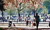 Planschbecken im Stadtpark am Sommertag
