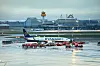 Ein Ryanair-Flieger am Hamburger Flughafen.