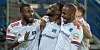 Die pure HSV-Freude: Bakery Jatta (2.v.l.) wird von seinen Kollegen nach seinem Kopfballtor zum 3:0 gefeiert.
