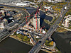 Am Ende der HafenCity: die Elbtower-Baustelle zwischen Autobahn und Gleisen am Bahnhof Elbbrücken.