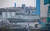 Schiffe der Deutschen Marine liegen auf der Peene-Werft in Wolgast.