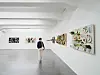 Auf diesem Foto aus der Ausstellung sieht man, wie dreidimensional die „Fallenbilder“ sind.