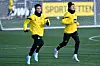 Giovanni Reyna (L) mit Julian Brandt im Training