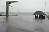 Das Wasser aus der Schlei hat am Freitag einen Bootshafen in Schleswig überschwemmt.