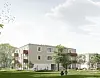 Visualisierung eines Hauses mit Balkonen