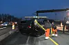 Unfall auf der A7: Ein Auto hat sich überschlagen. Zwei Personen wurden leicht verletzt.