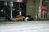 Obdachloser Mensch Schlafen Schnee Winter