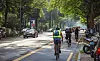 Die Pop-Up-Bikelane auf der Hallerstraße.
