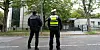 Polizei vor der Synagoge an der Hohe Weide (Eimsbüttel).