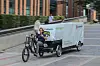 Lastenrad-Erfinder Christian Rusche auf einem der XXL-Cargo-Bike der DB Schenker in der HafenCity.