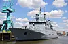 Die Fregatte „Nordrhein-Westfalen“ (F223) der Deutschen Marine liegt an einer Kaimauer der Norderwerft im Hamburger Hafen. (Archivbild)