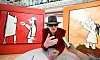 Udo Lindenberg vor zweien seiner Kunstwerke
