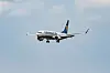 Man sieht ein Ryanair-Flugzeug in der Luft.