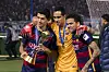 Luis Suarez, Claudio Bravo und Dani Alves posieren