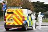 Forensiker ermitteln am Bahnhof von Huntingdon in Cambridgeshire.