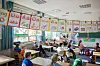 Grundschulklasse von hinten während des Unterrichts