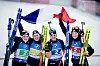 Justine Braisaz-Bouchet und Julia Simon feiern 2024 zusammen Staffel-WM-Gold.