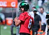 Aaron Rodgers holt zum Wurf mit dem Football aus.