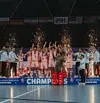 Deutsche Hallenhockey-Nationalmannschaft der Herren jubelt nach Gewinn der WM