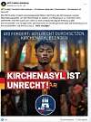 Foto eines schwarzen Mannes mit der Schrift: „Kirchenasyl ist Unrecht“