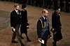 Prinz Harry (l-r), Herzog von Sussex, und Meghan, Herzogin von Sussex, und Prinz William, Prinz von Wales, und Kate, Prinzessin von Wales, verlassen die Westminster Hall.