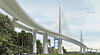 Die Visualisierung zeigt einen Entwurf der geplanten Autobahnbrücke Süderelbbrücke im Zuge der Planung des Ausbaus der Autobahn A26.