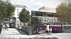Visualisierung einer U5-Haltestelle an der Jarrestraße mit Zugang, Treppe, Aufzug und zwei Passanten.
