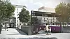 Visualisierung einer U5-Haltestelle an der Jarrestraße mit Zugang, Treppe, Aufzug und zwei Passanten.