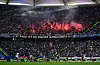 Der Gästeblock im Volksparkstadion mit den Fans des FC St. Pauli