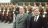 Machte sich keine Illusionen über die UDSSR: Helmut Schmidt (r.) 1980 mit Obersowjet Leonid Breschnew in Moskau.