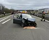 Dem Skoda wurde bei dem Unfall auf der A26 nahe Hamburg der Motorblock herausgerissen.