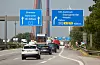 Blick auf die A1 in Richtung Norden vor dem Autobahndreieck Norderelbe