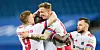 Die HSV-Spieler freuen sich über das Tor zum 4:1 gegen Nürnberg