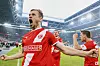 Düsseldorfs Maxi Beister bejubelt sein 1:0 für Düsseldorf gegen Hertha BSC.