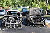 Mehrere Fahrzeuge brannten in Rostock aus. Insgesamt waren 10 Autos betroffen.