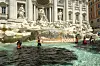 Aufnahme der Aktivisten bei der Protestaktion im römischen Trevi-Brunnen.