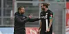 Sandhausens Trainer Michael Schiele im Gespräch mit Kapitän Dennis Diekmeier
