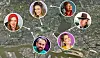 Fotos von Pheline Roggan, Yasmina Filali, Steven Gätjen, Zoe Wees, Silvie Meis und Udo Lindenberg auf einem Satellitenbild von Hamburg