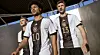 Die deutschen Nationalspieler Timo Werner, Serge Gnabry und Thomas Müller im neuen DFB-Trikot.