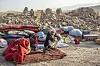 Ein Mann sitzt nach dem Erdbeben in Afghanistan vor Trümmern