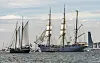 Das Segelschulschiff „Gorch Fock“ führt die Windjammerparade auf der Kieler Woche an (Archivbild).
