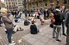 Es gab auch friedliche Proteste auf Hamburgs Rathausmarkt.