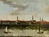 So sieht Hamburg aus, als die Pest die Menschen wie die Fliegen sterben lässt. Die vielleicht schönste Stadtansicht, die je gemalt wurde. Joachim Luhns (1640-1717) Werk hängt heute in der Hauptkirche St. Jacobi.