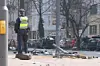 Ein Polizist an der Unfallstelle in Eimsbüttel.
